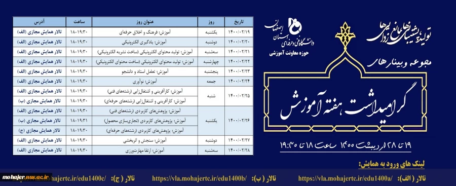 مجموعه وبینارهای گرامیداشت هفته آموزش 2