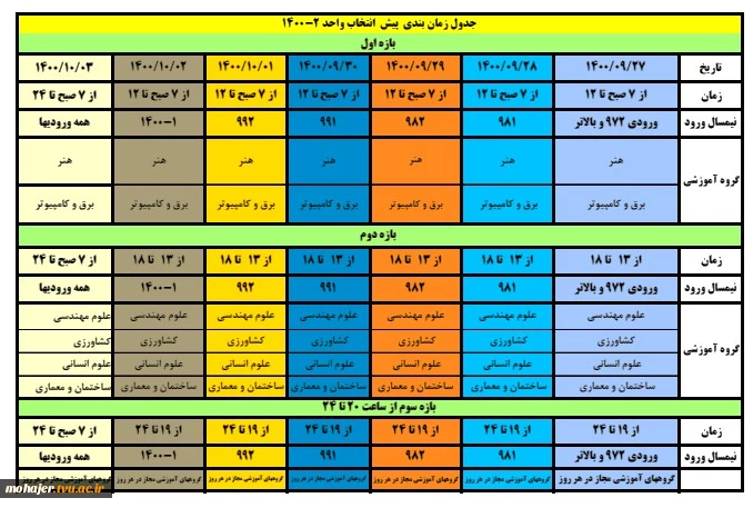 پیش انتخاب واحد 14002